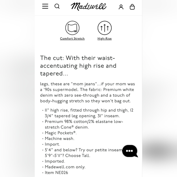 NWT Tall Madewell The Perfect Vintage Jean - Picture 6 of 6